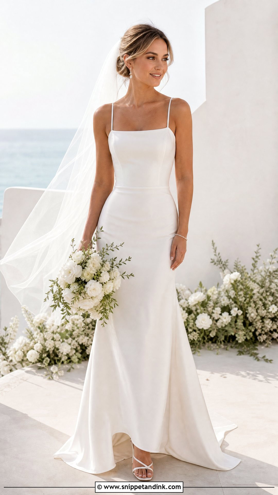 Square Neck Wedding Dress With Spaghetti Straps - Snippet and Ink - 20 Square Wedding Dress Ideas