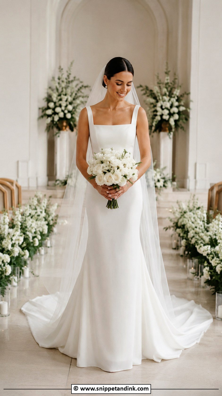 Square Neck Wedding Dress With Train - Snippet and Ink - 35 Square Neck Wedding Dress Ideas