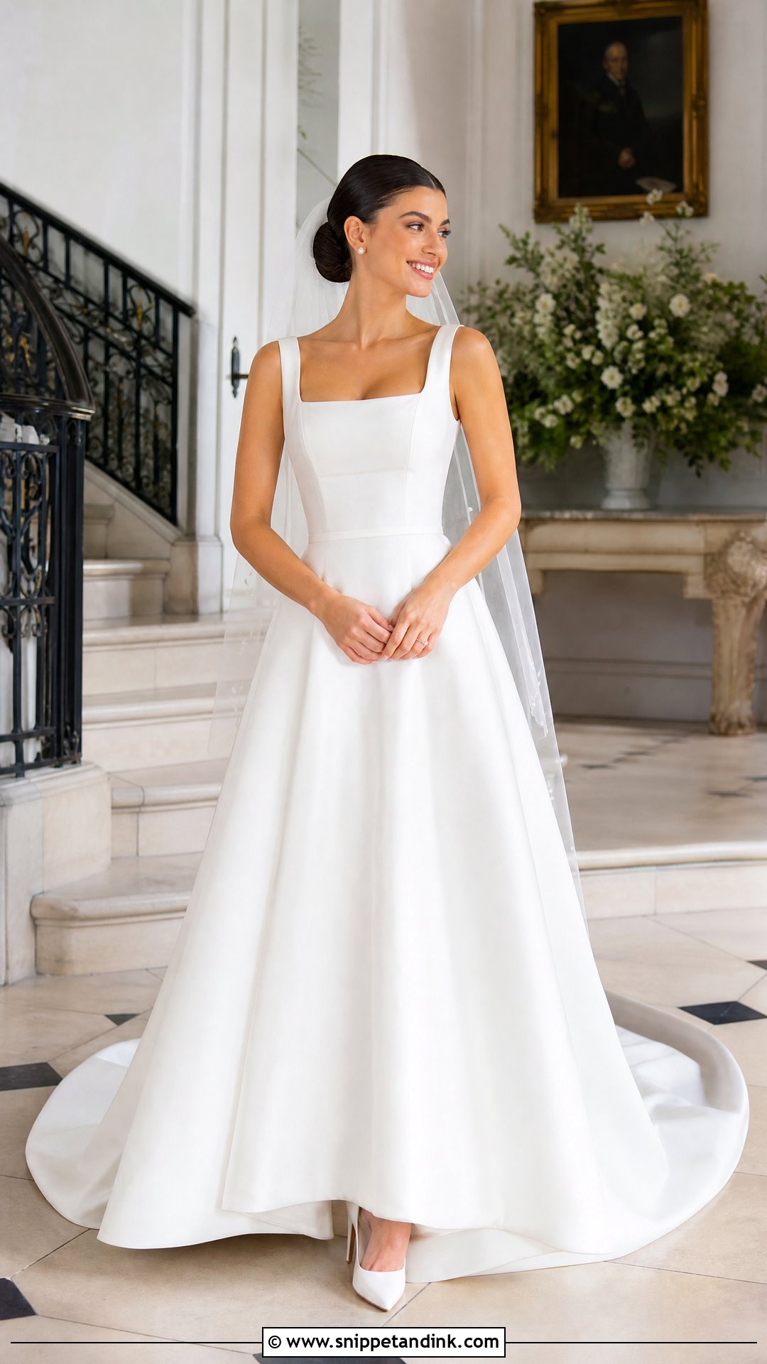 Square Neck Wedding Dress With Wide Straps - Snippet and Ink - 20 Square Wedding Dress Ideas