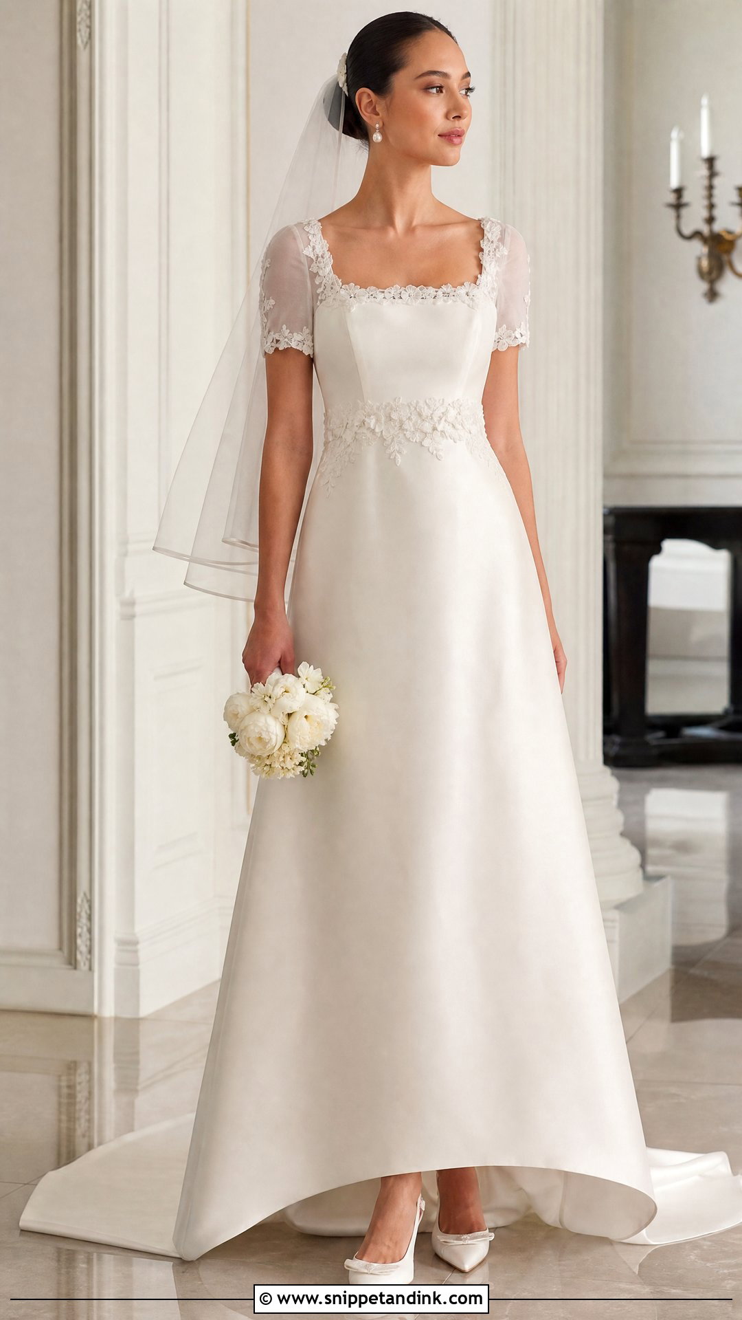 Square Neck Wedding Dress with Flower Embroidery - Snippet and Ink - 20 Wedding Dress with Flower Embroidery Ideas