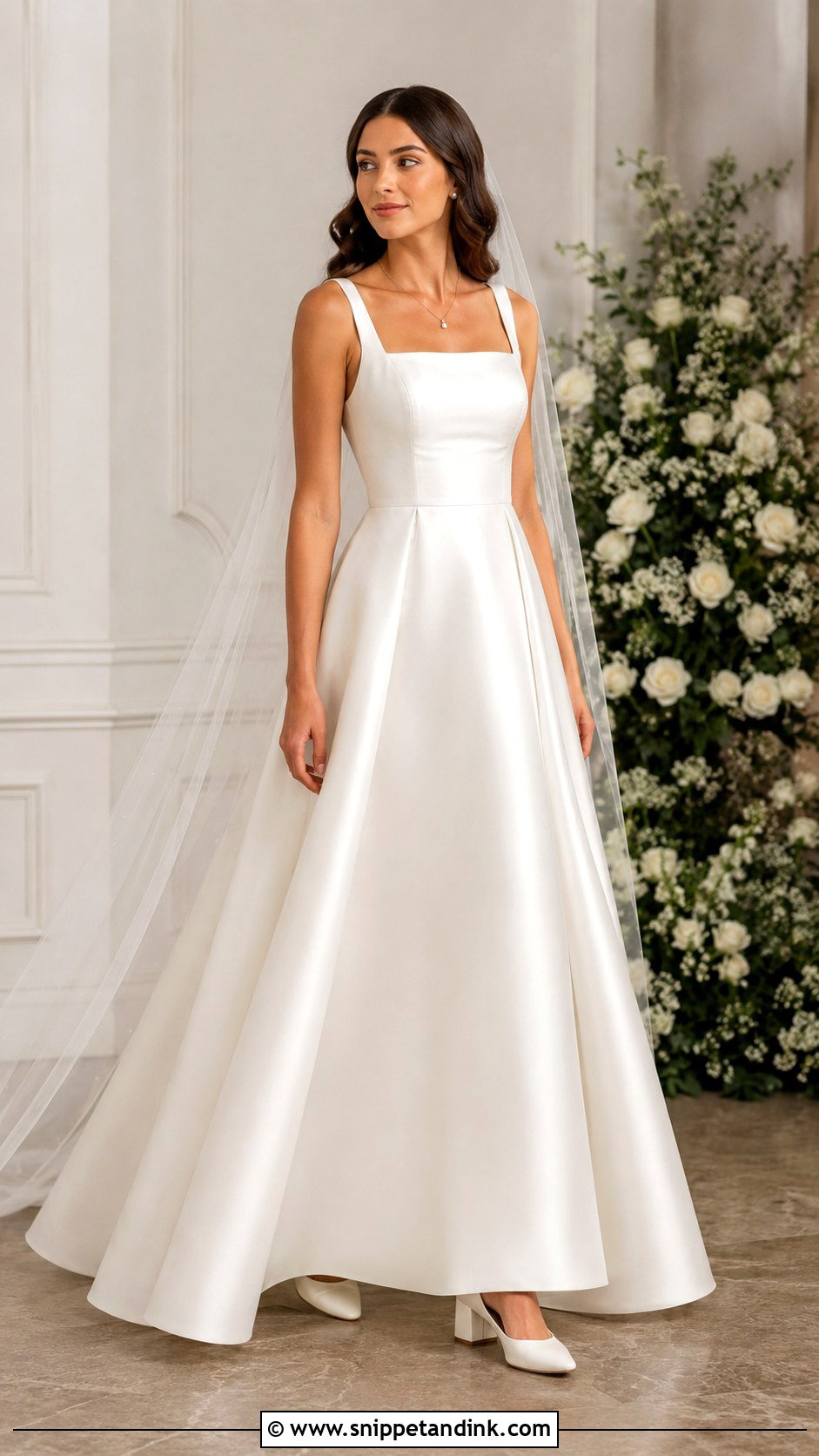 Square Neck Wedding Gown Bride Outfit - Snippet and Ink - 20 2024 Bride Ideas