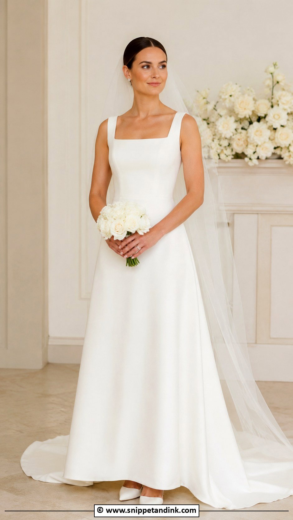 Square Neck Wedding Gown - Snippet and Ink - 25 Minimalist Wedding Gown Ideas