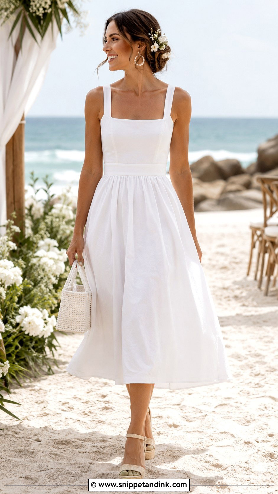 Square Neck Wedding Sundress With Espadrilles - Snippet and Ink - 20 Casual Informal Wedding Dress Ideas