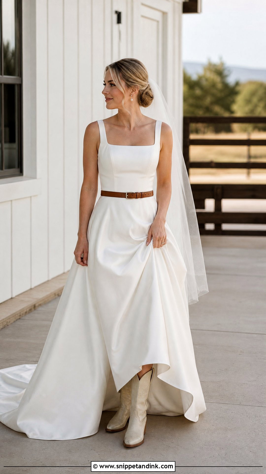 Square Neck Western Wedding Dress - Snippet and Ink - 20 Simple Western Wedding Dress Ideas