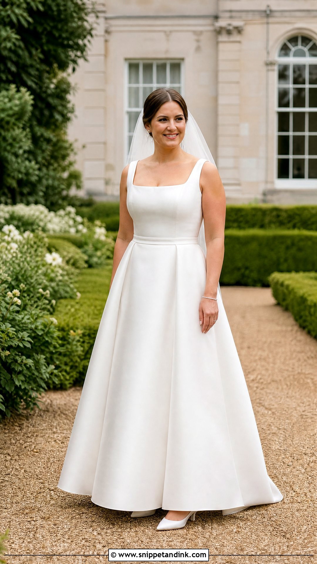 Square Neck White Silk A Line Wedding Dress - Snippet and Ink - 20 White Silk Wedding Dress Ideas