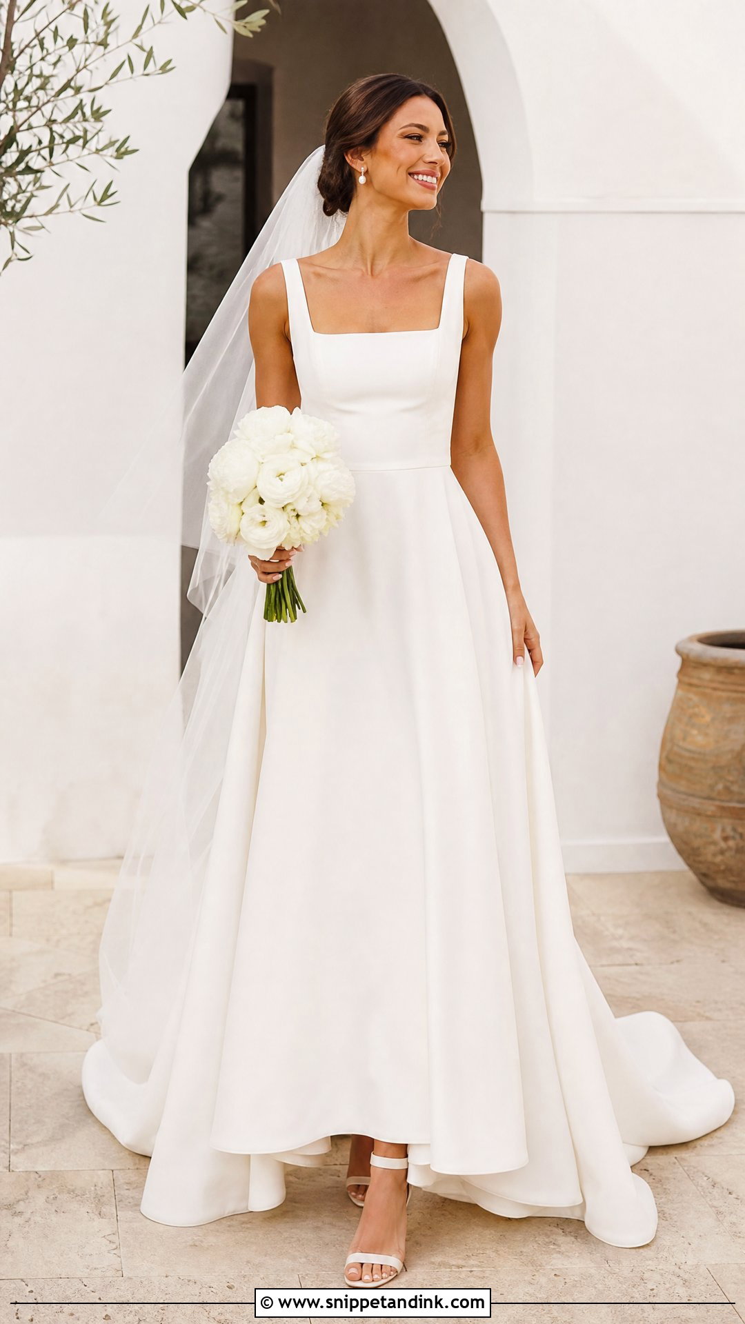 Square Neck White Wedding Gown - Snippet and Ink - 20 White Wedding Frocks Gowns