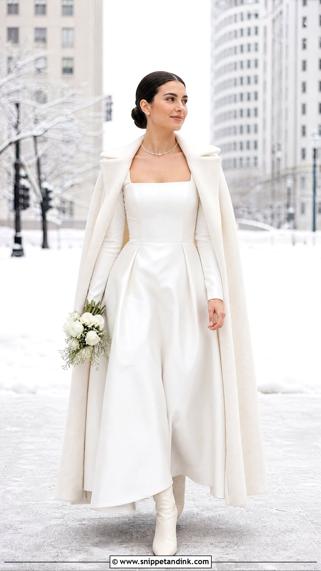 Square Neck Winter Elopement Dress - Snippet and Ink - 25 Winter Elopement Dress Ideas