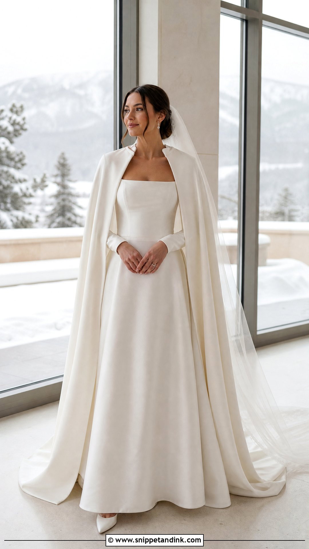 Square Neck Winter Wedding Dress - Snippet and Ink - 20 Wedding Dress for Winter Ideas