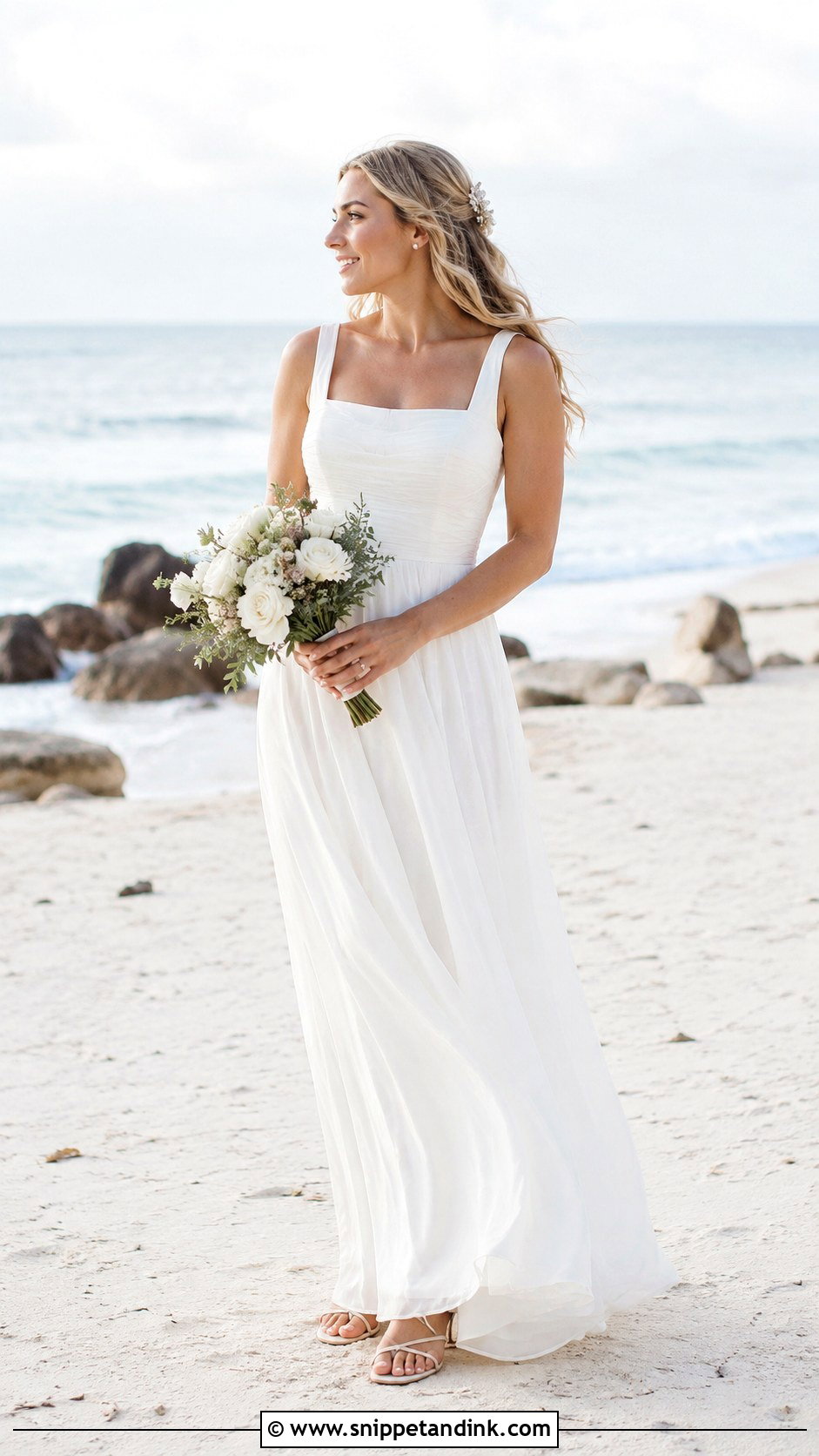 Square Neckline Beach Wedding Dress - Snippet and Ink - 25 Square Neckline Wedding Dress Ideas