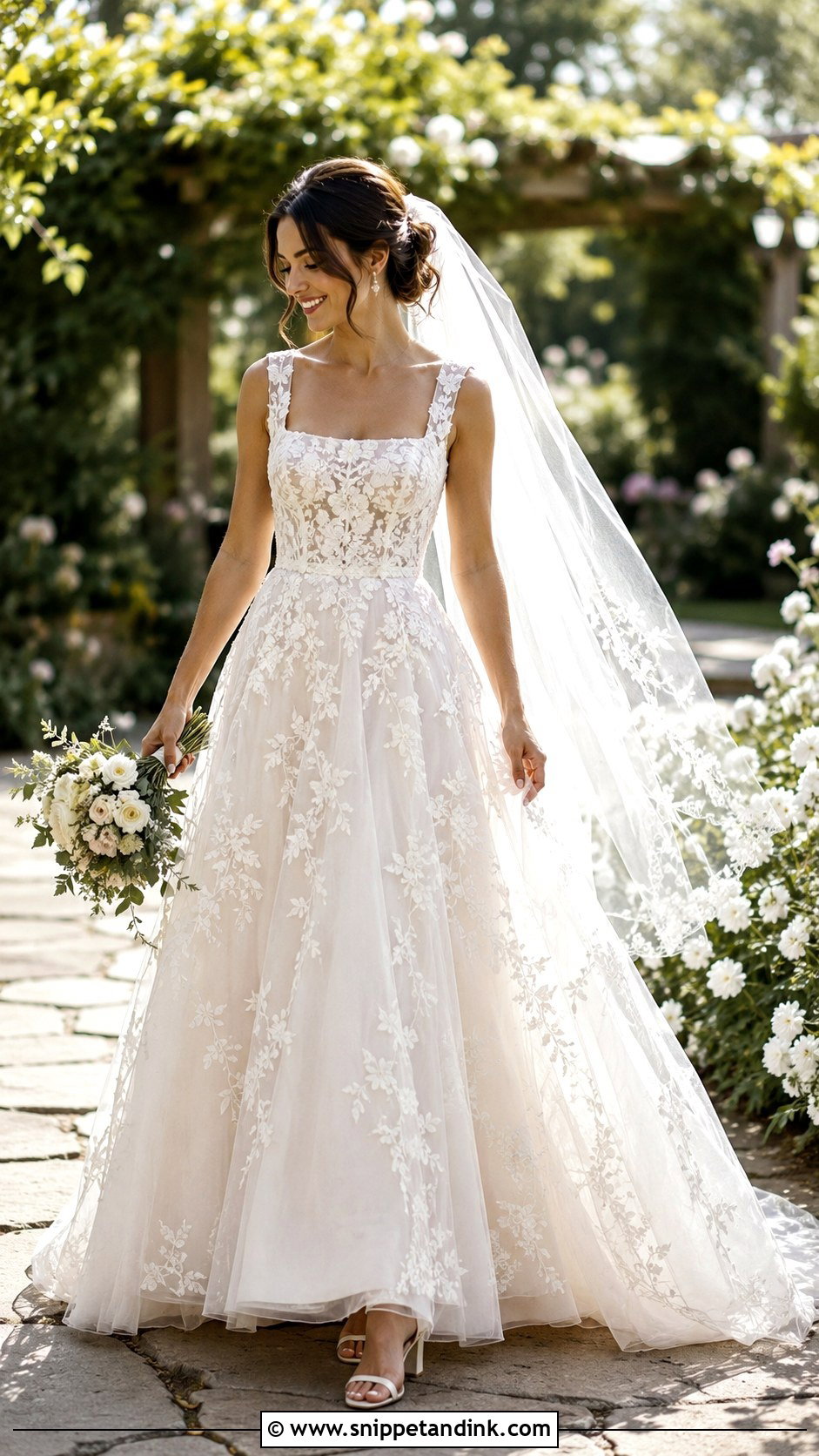 Square Neckline Garden Wedding Dress - Snippet and Ink - 25 Square Neckline Wedding Dress Ideas