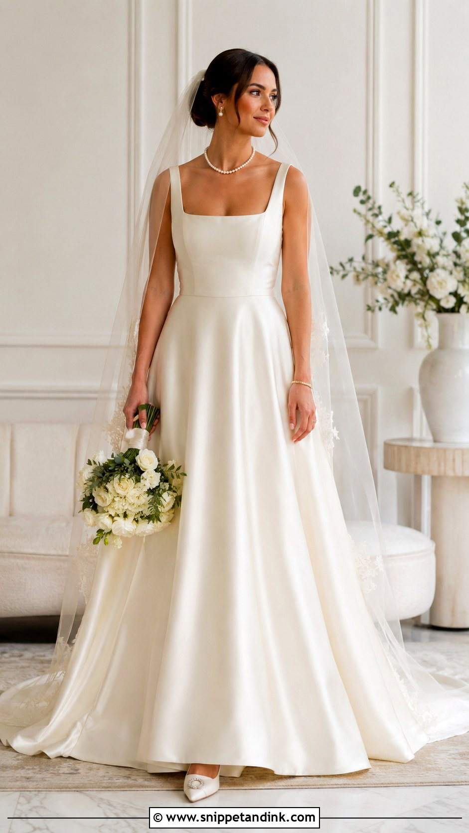 Square Neckline Off White Wedding Dress - Snippet and Ink - 25 Square Neckline Wedding Dress Ideas