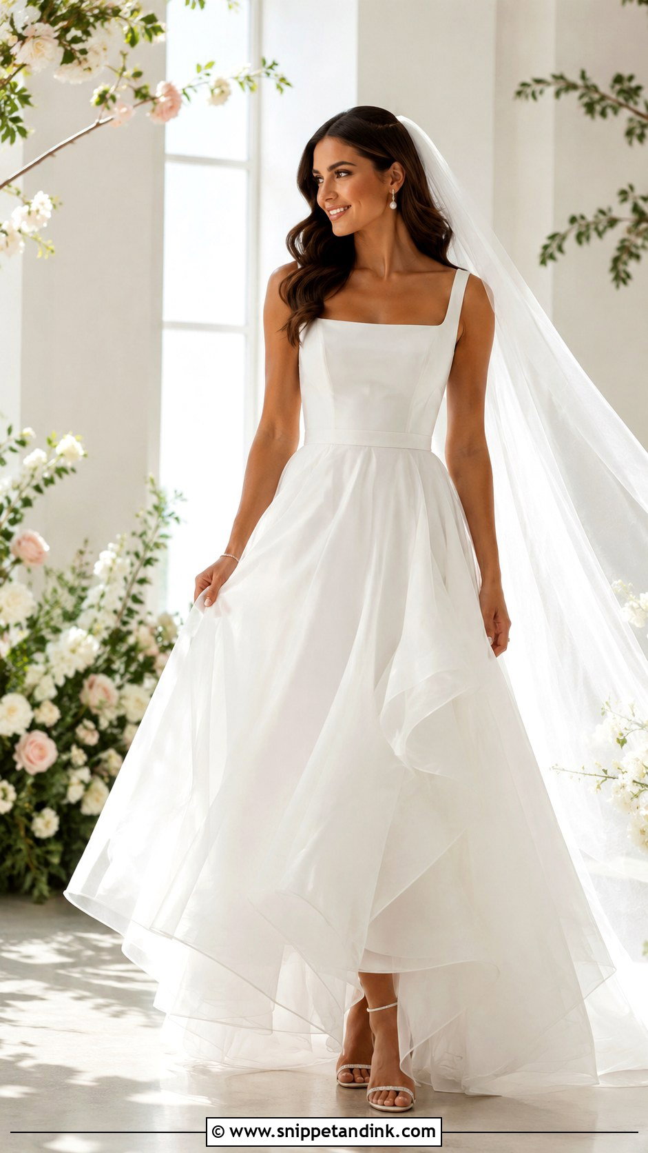 Square Neckline Organza Wedding Dress - Snippet and Ink - 25 Square Neckline Wedding Dress Ideas