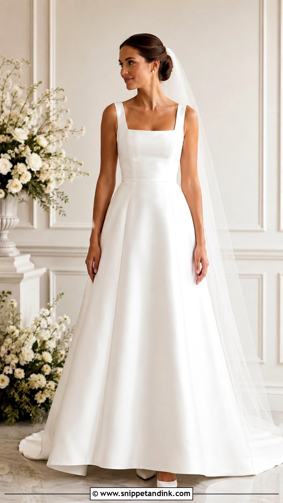 Square Neckline Wide Strap Wedding Dress - Snippet and Ink - 25 Square Neckline Wedding Dress Ideas