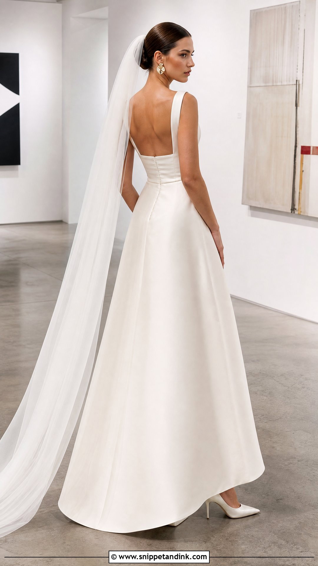Square Open Back Satin Wedding Dress - Snippet and Ink - 25 Back of Wedding Dress Ideas