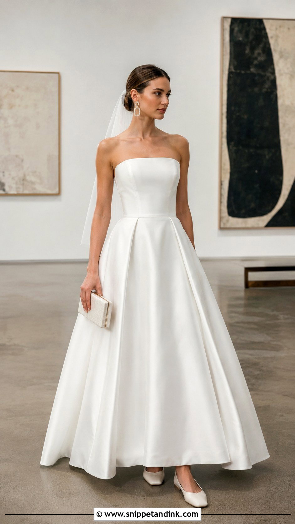 Square Toe Bridal Ballet Flats With Modern Wedding Gown - Snippet and Ink - 20 Bridal Ballet Flats Ideas