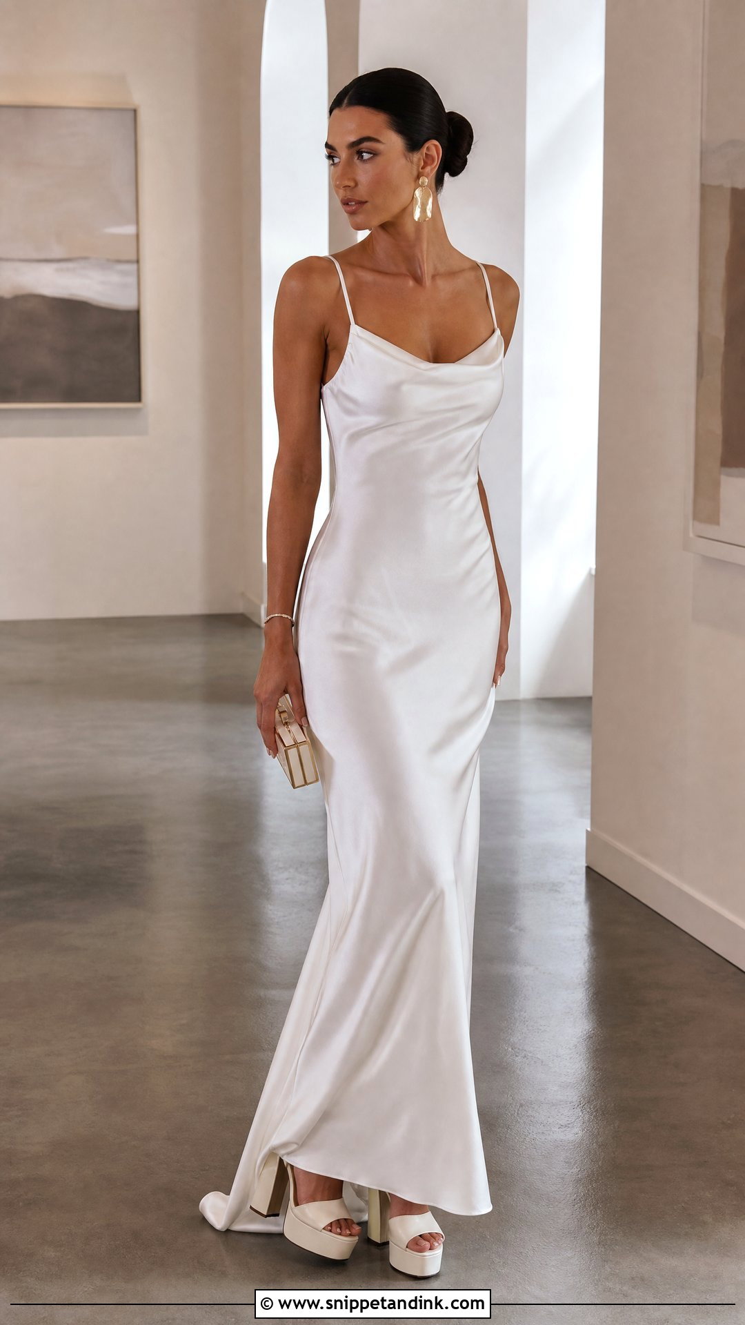 Square Toe Platform Wedding Heels With Slip Dress - Snippet and Ink - 20 Platform Wedding Heels Ideas