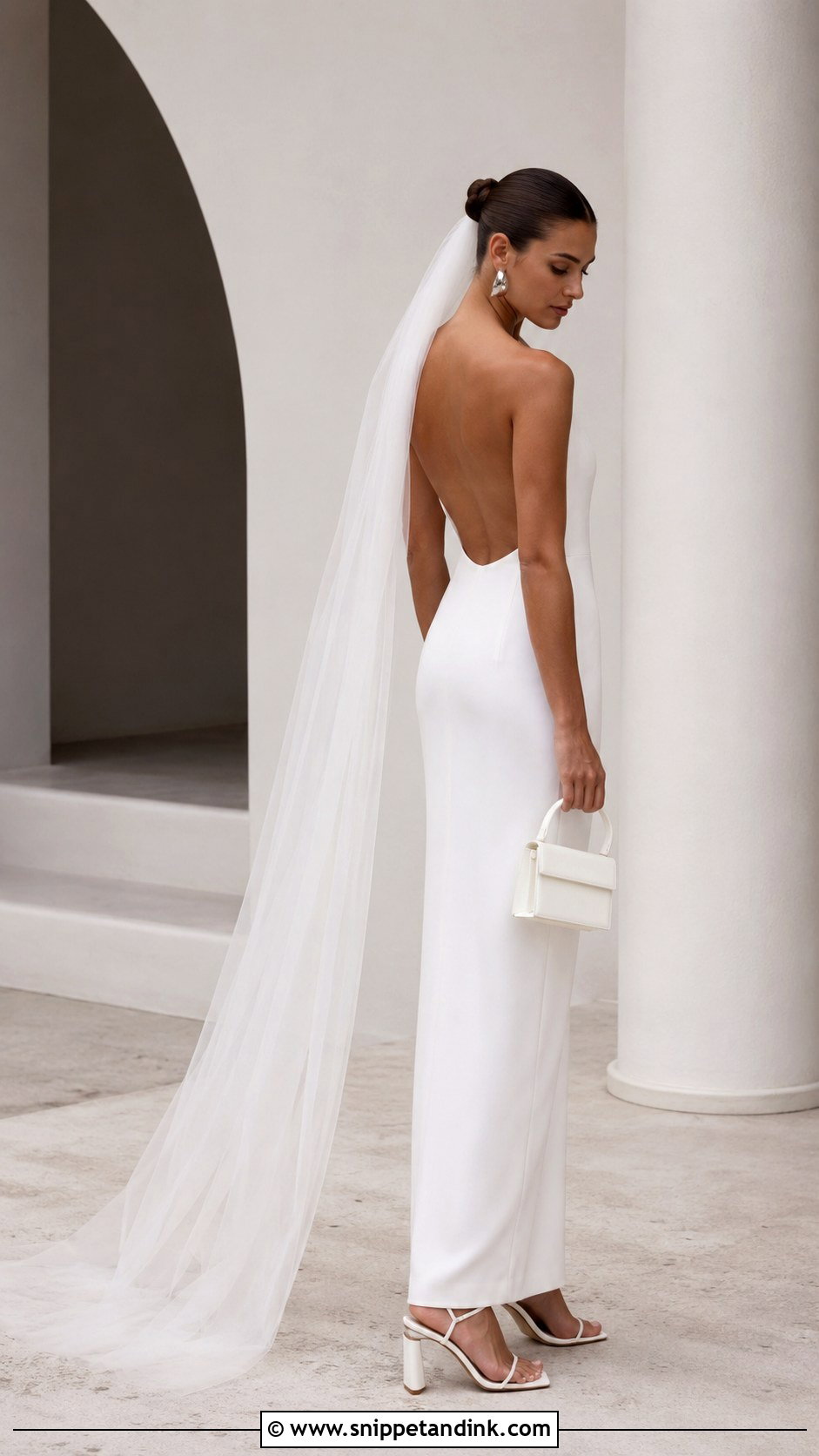 Square Toe Wedding Heels With Minimalist Gown - Snippet and Ink - 20 Aesthetic Wedding Heels Ideas