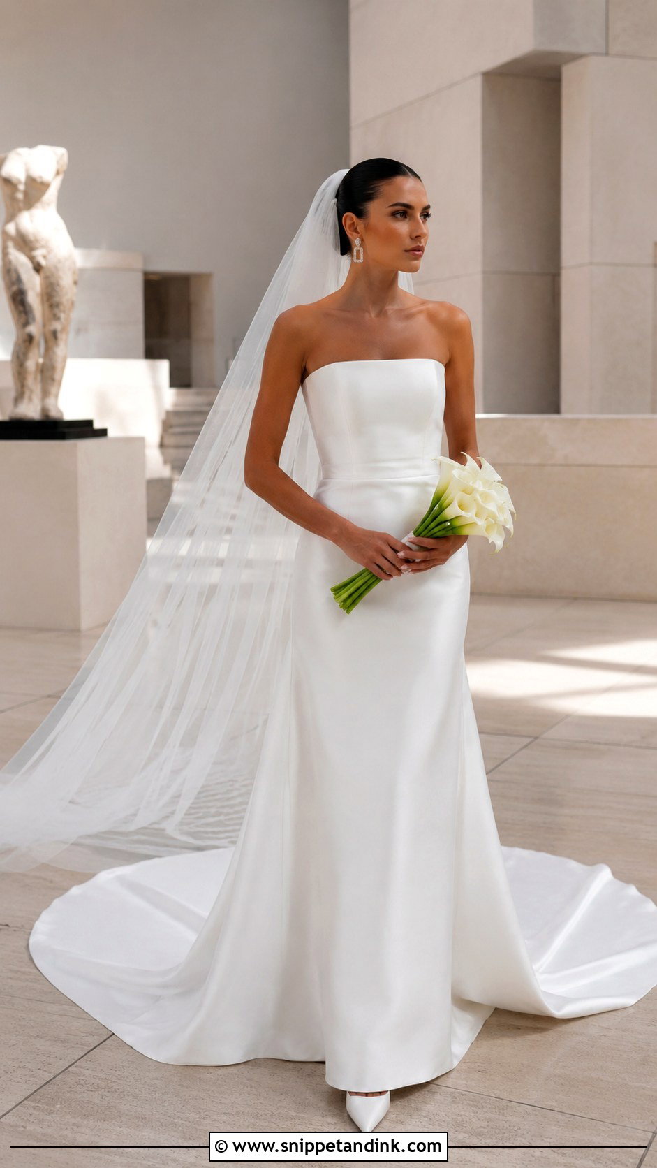 Square Tube Wedding Dress With Structured Train - Snippet and Ink - 20 Tube Wedding Dress Ideas