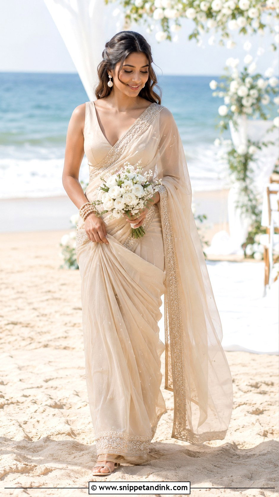 Sri Lankan Bride Beach Wedding Saree - Snippet and Ink - 25 Sri Lankan Bride Ideas