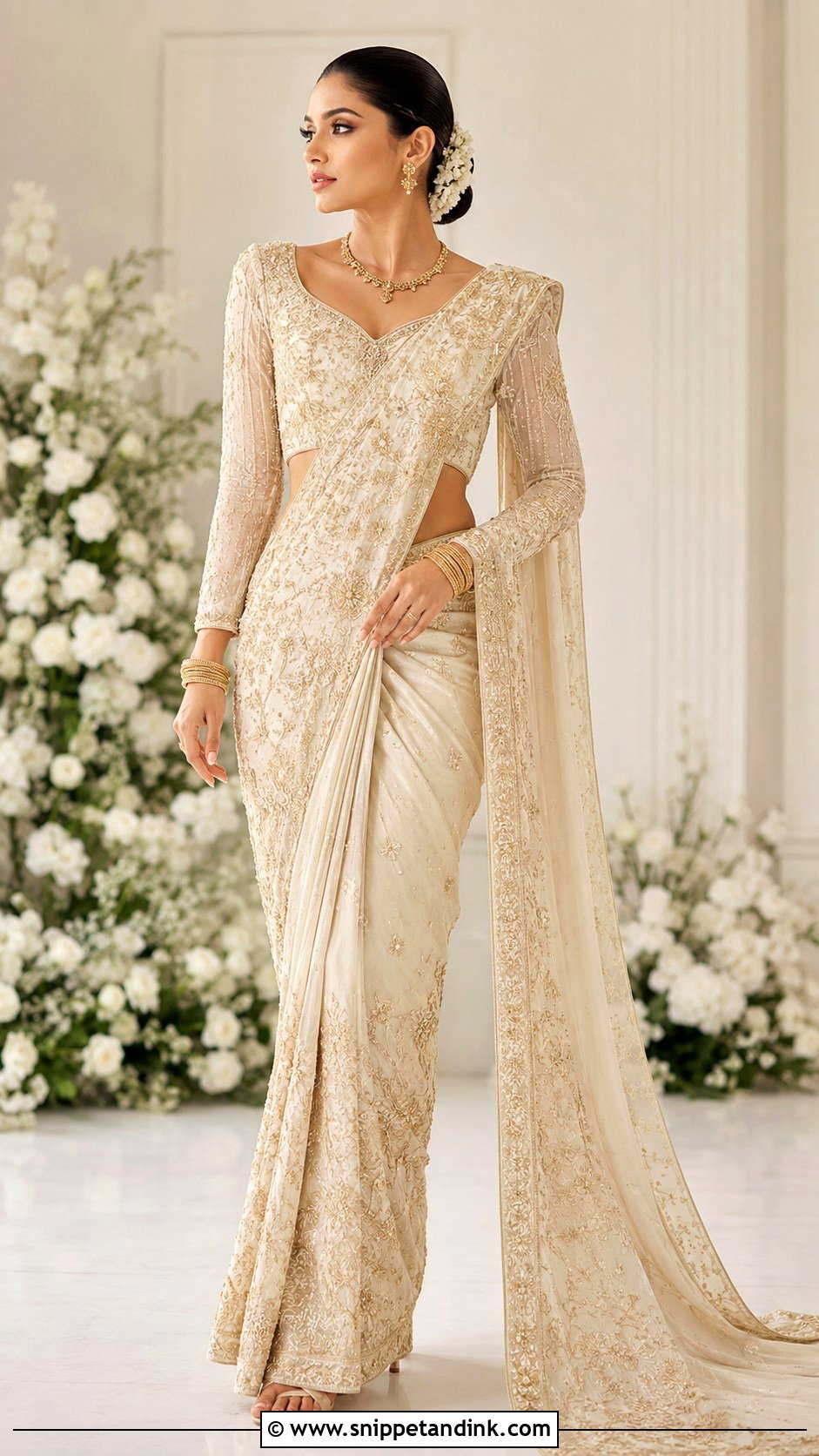 Sri Lankan Bride Embroidered Saree - Snippet and Ink - 25 Sri Lankan Bride Ideas