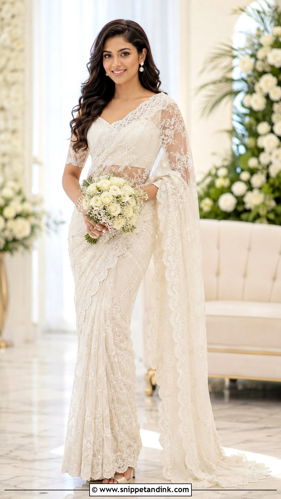 Sri Lankan Bride Lace Saree - Snippet and Ink - 25 Sri Lankan Bride Ideas