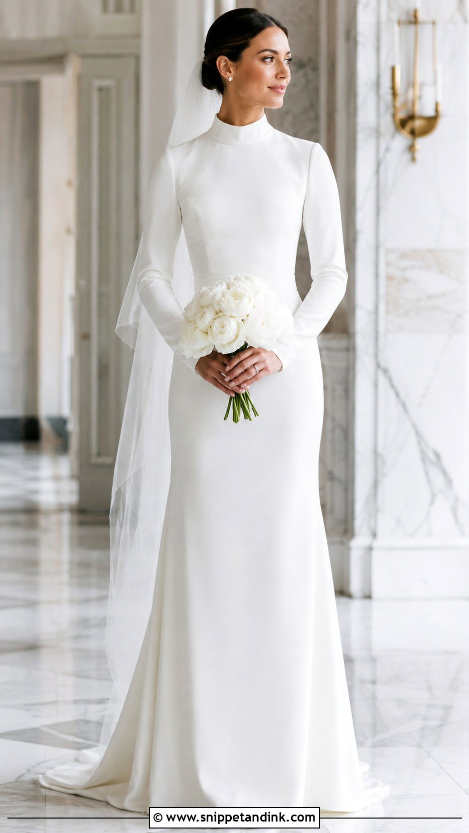 Stand Collar Long Sleeve Wedding Dress - Snippet and Ink - 20 Collar Wedding Dress Ideas