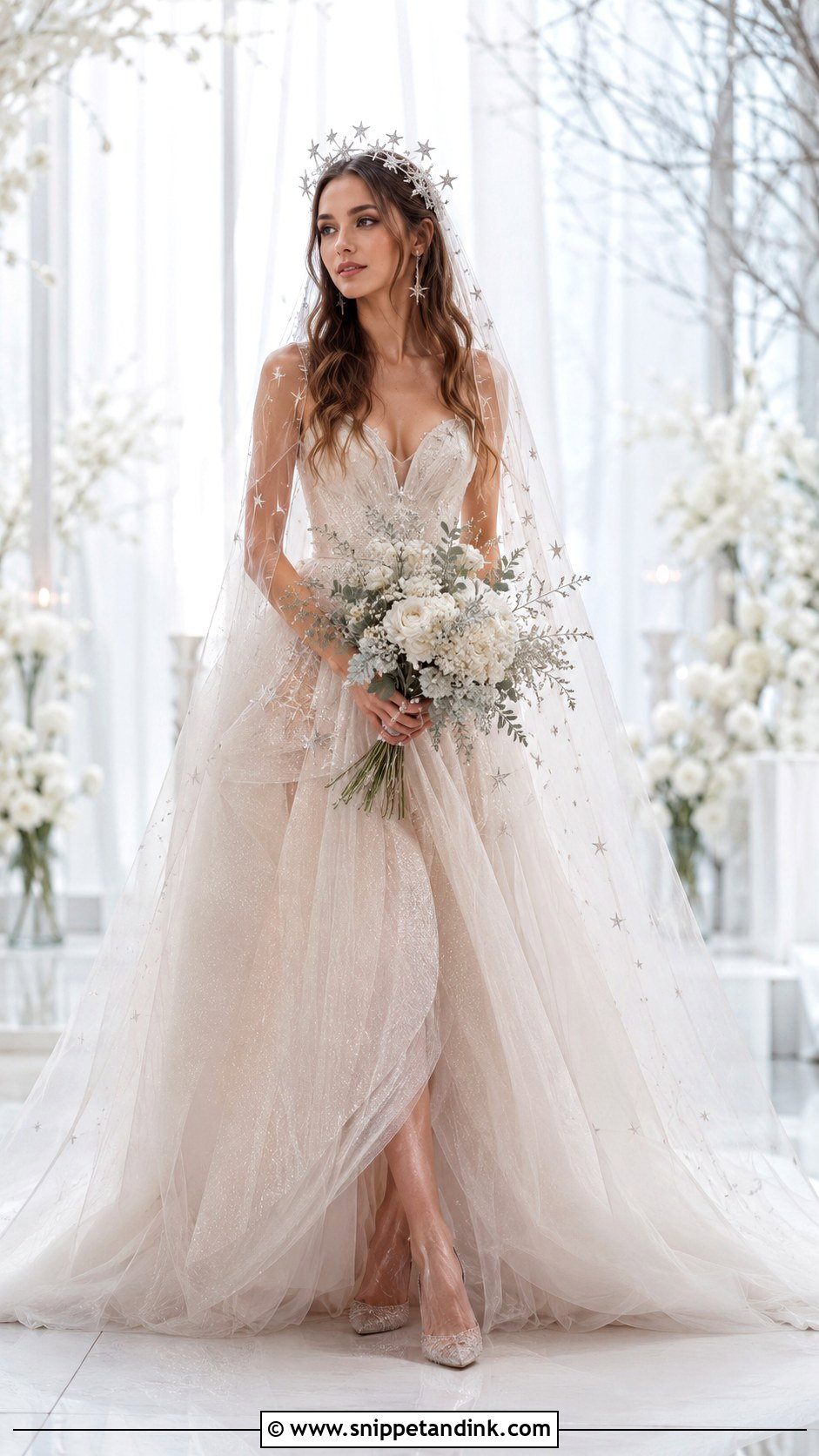 Star Crown Bride With Tulle Gown - Snippet and Ink - 20 Crown Bride Ideas