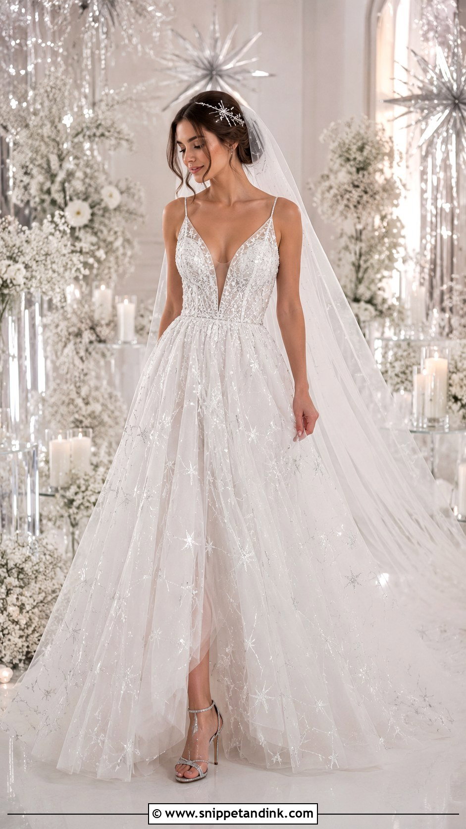 Star Pattern Wedding Dress - Snippet and Ink - 25 Star Wars Wedding Dress Ideas