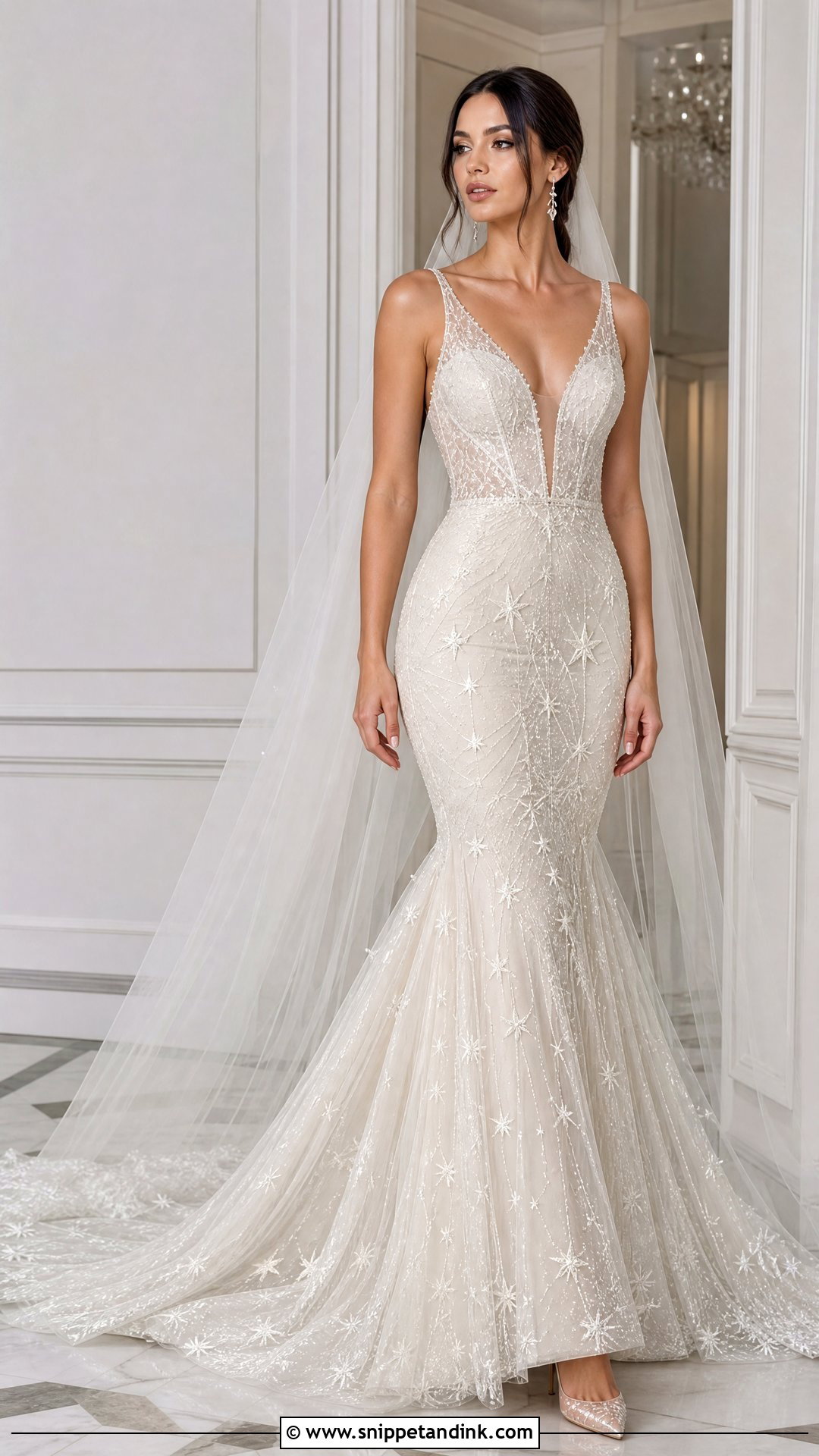 Starry Lace Mermaid Wedding Dress - Snippet and Ink - 20 Starry Wedding Dress Ideas