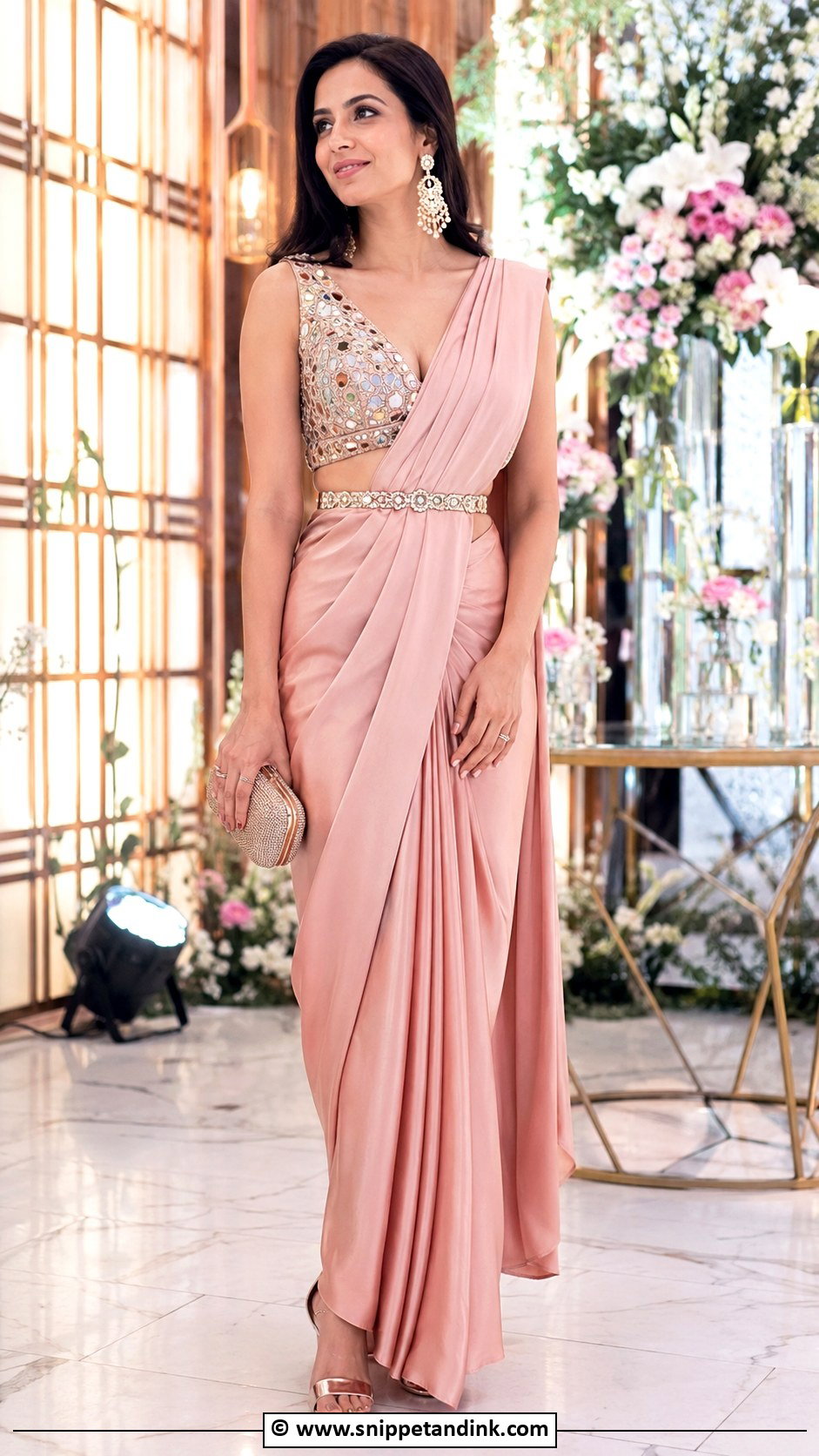 Statement Blouse Saree For Sangeet - Snippet and Ink - 35 Sangeet Outfit Ideas