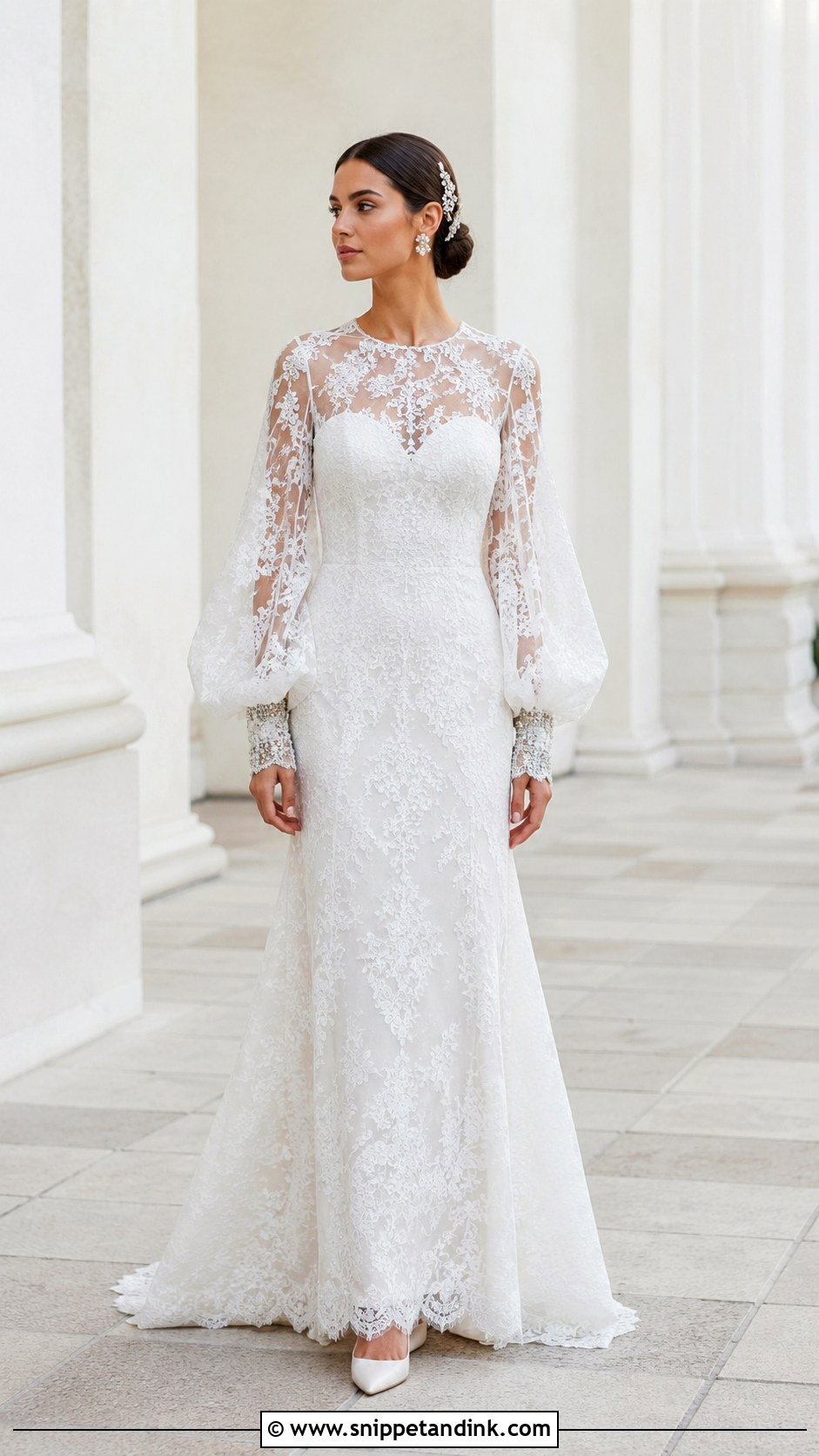 Statement Sleeve Lace Wedding Dress - Snippet and Ink - 20 Maximalist Wedding Dress Ideas