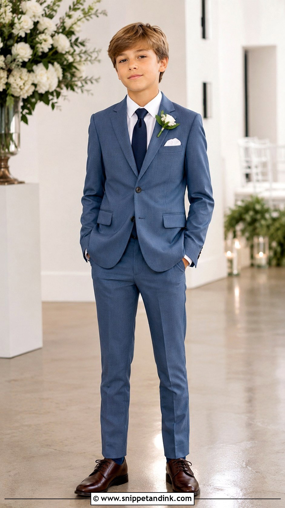 Steel Blue Ring Bearer Suit - Snippet and Ink - 20 Blue Ring Bearer Outfit Ideas