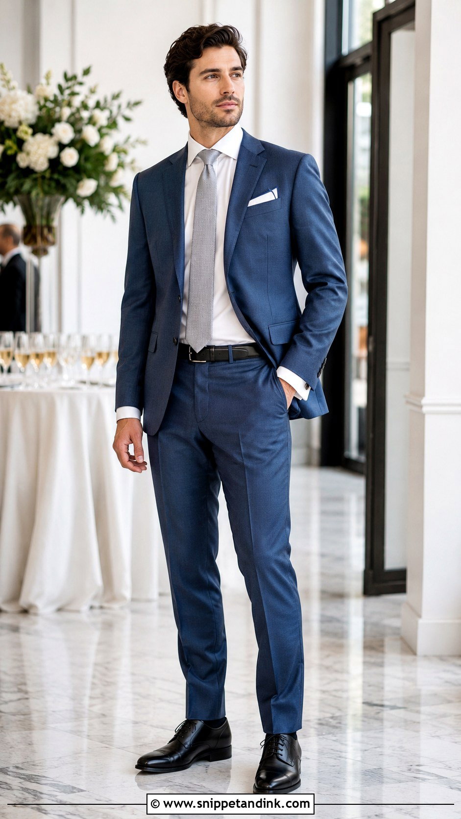 Steel Blue Wedding Suit With Silver Tie - Snippet and Ink - 20 Blue Suits Wedding