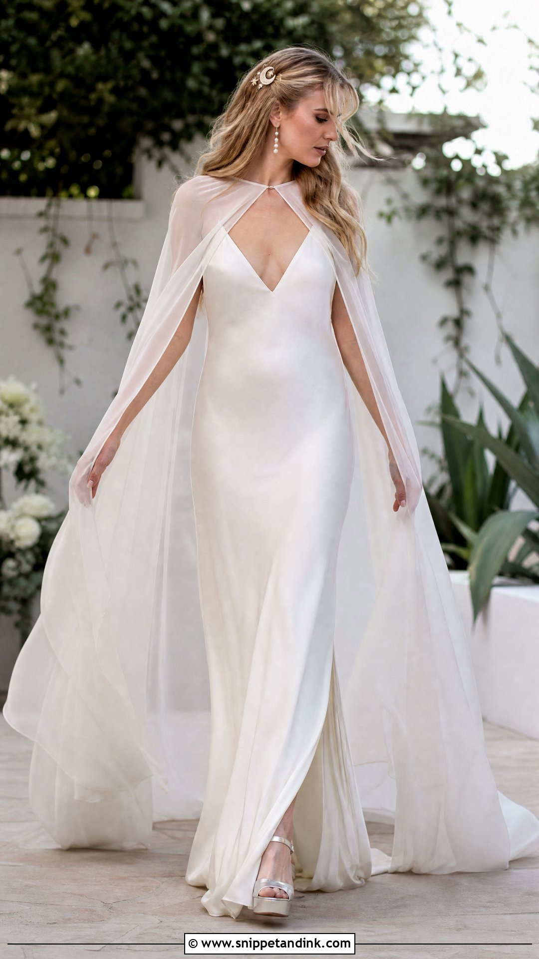 Stevie Nicks Chiffon Cape Wedding Dress - Snippet and Ink - 20 Stevie Nicks Wedding Dress Ideas