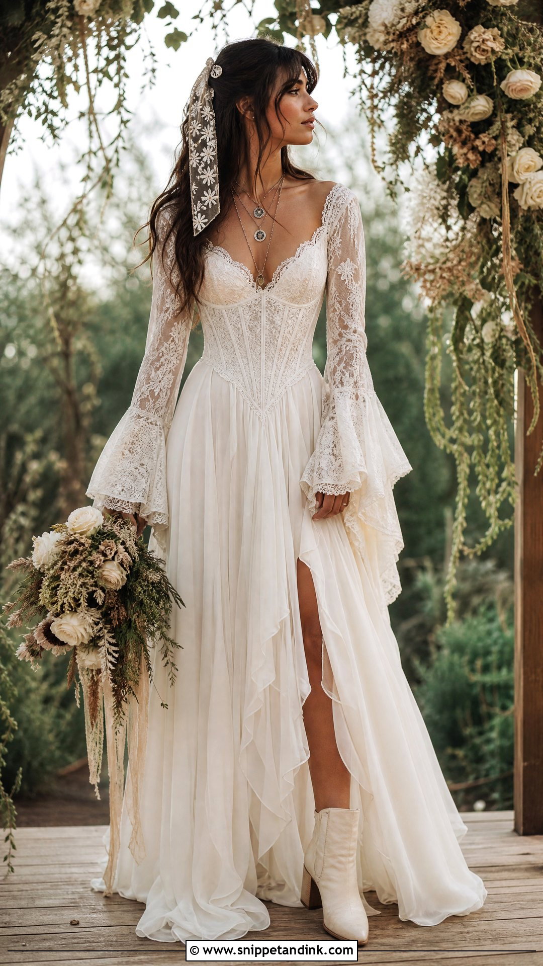 Stevie Nicks Corset Boho Wedding Dress - Snippet and Ink - 20 Stevie Nicks Wedding Dress Ideas
