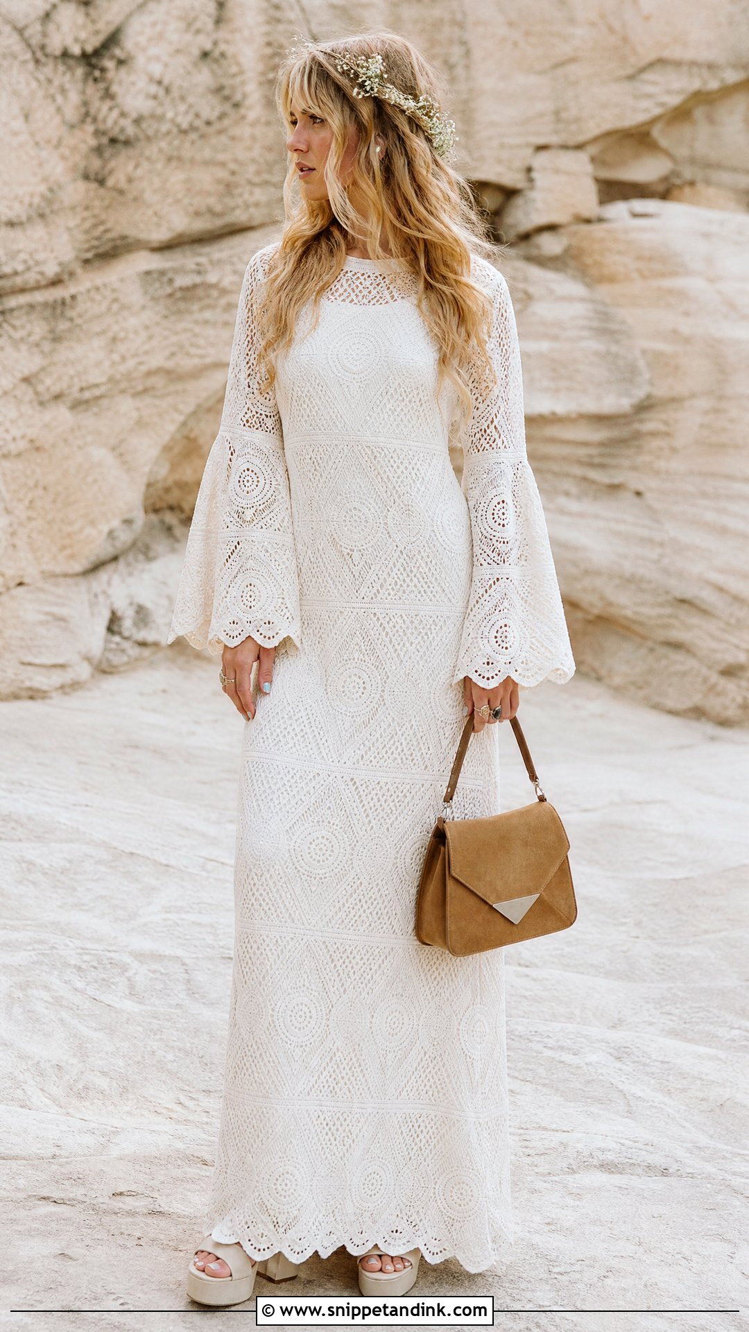 Stevie Nicks Crochet Lace Wedding Dress - Snippet and Ink - 20 Stevie Nicks Wedding Dress Ideas
