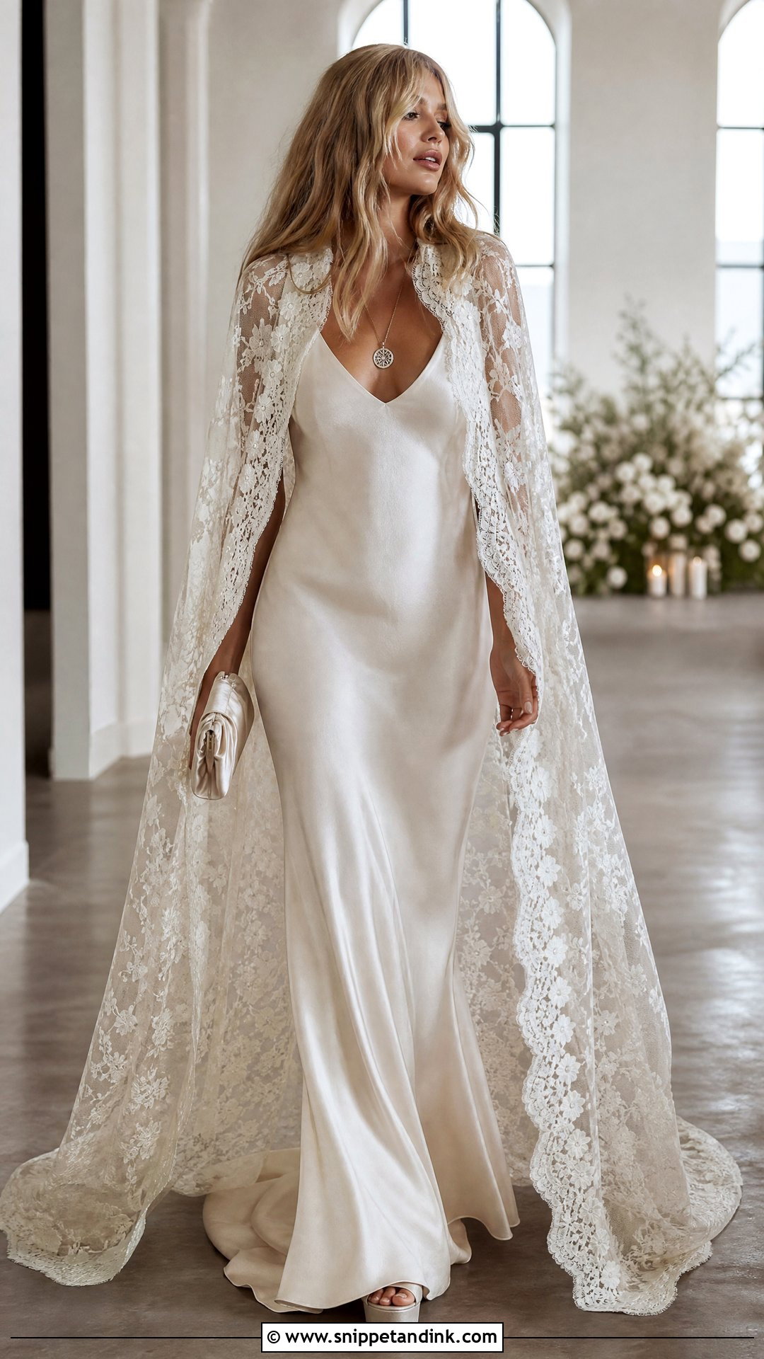 Stevie Nicks Slip Dress With Lace Cape - Snippet and Ink - 20 Stevie Nicks Wedding Dress Ideas