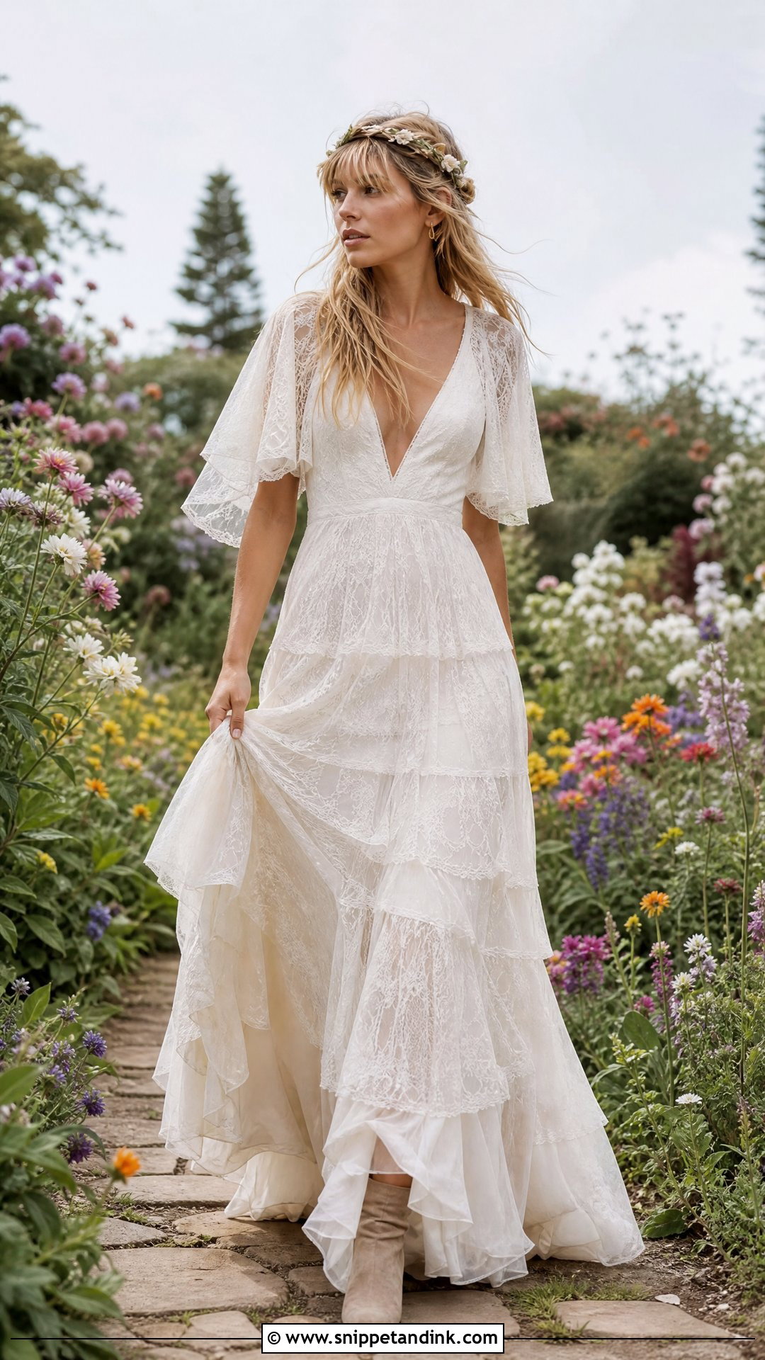 Stevie Nicks Tiered Lace Wedding Dress - Snippet and Ink - 20 Stevie Nicks Wedding Dress Ideas
