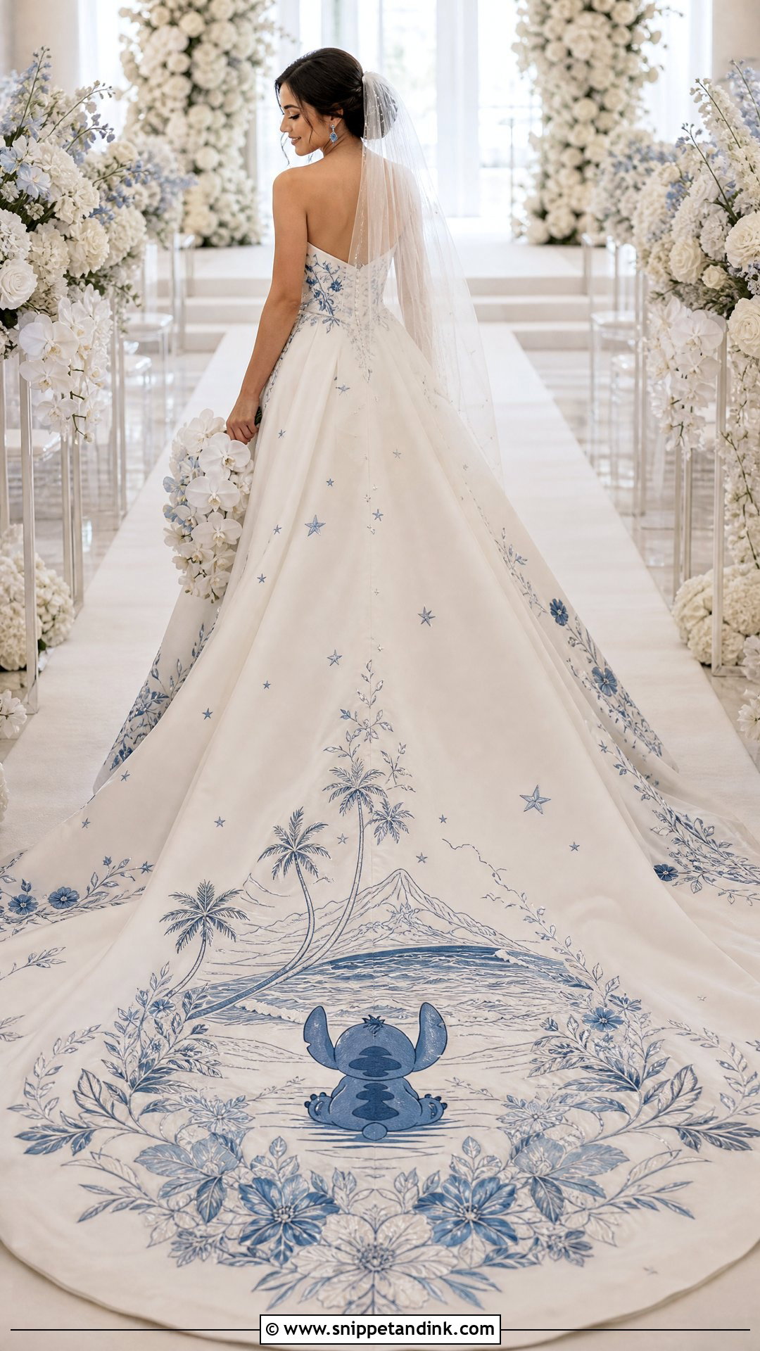 Stitch Wedding Dress With Embroidered Train - Snippet and Ink - 20 Stitch Wedding Dress Ideas