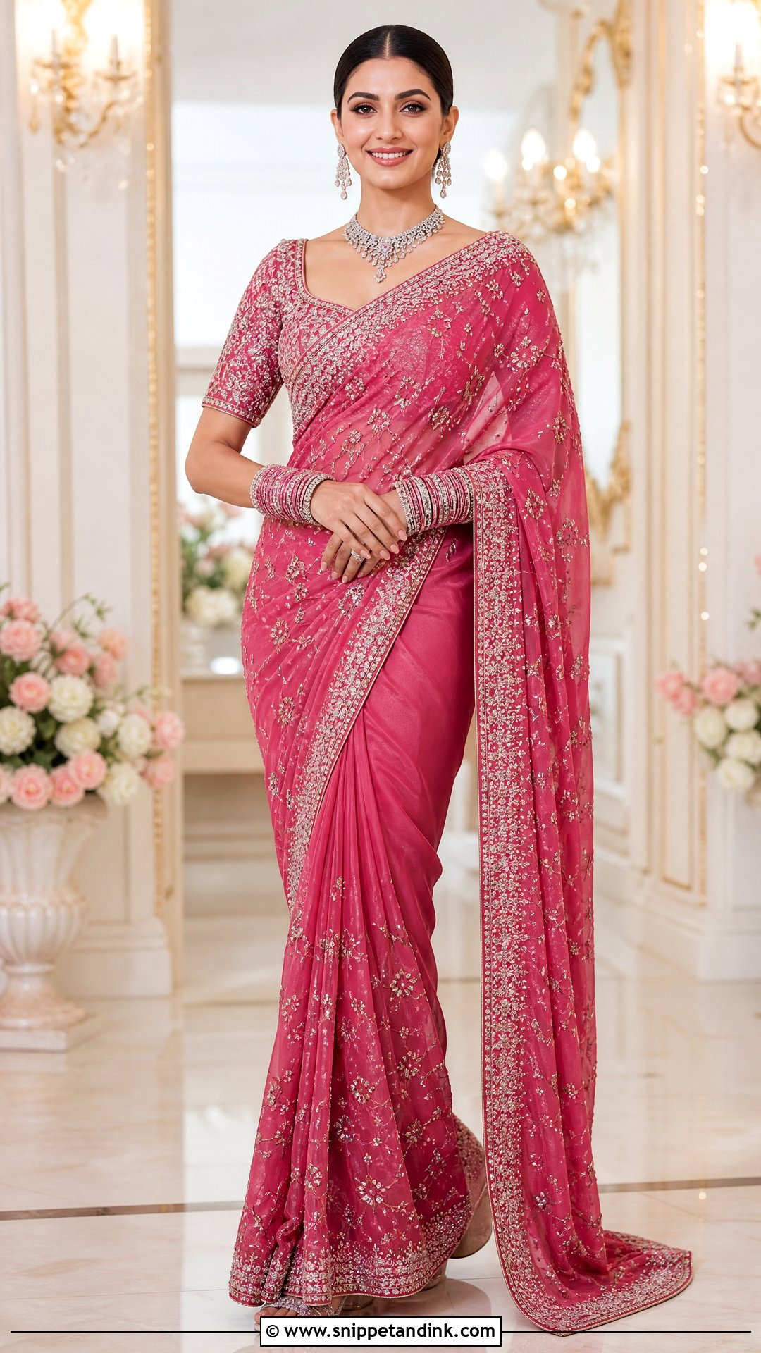 Stone Aari Work Bridal Saree - Snippet and Ink - 25 Bridal Aari Work Ideas