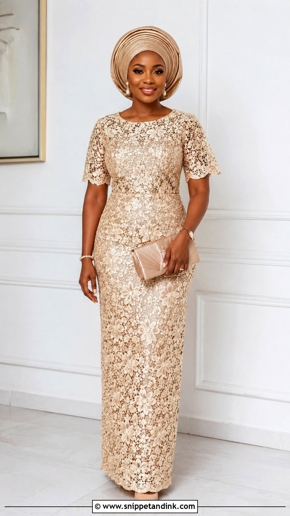 Straight Aso Ebi Lace Gown - Snippet and Ink - 25 Simple Aso Ebi Lace Gown Styles