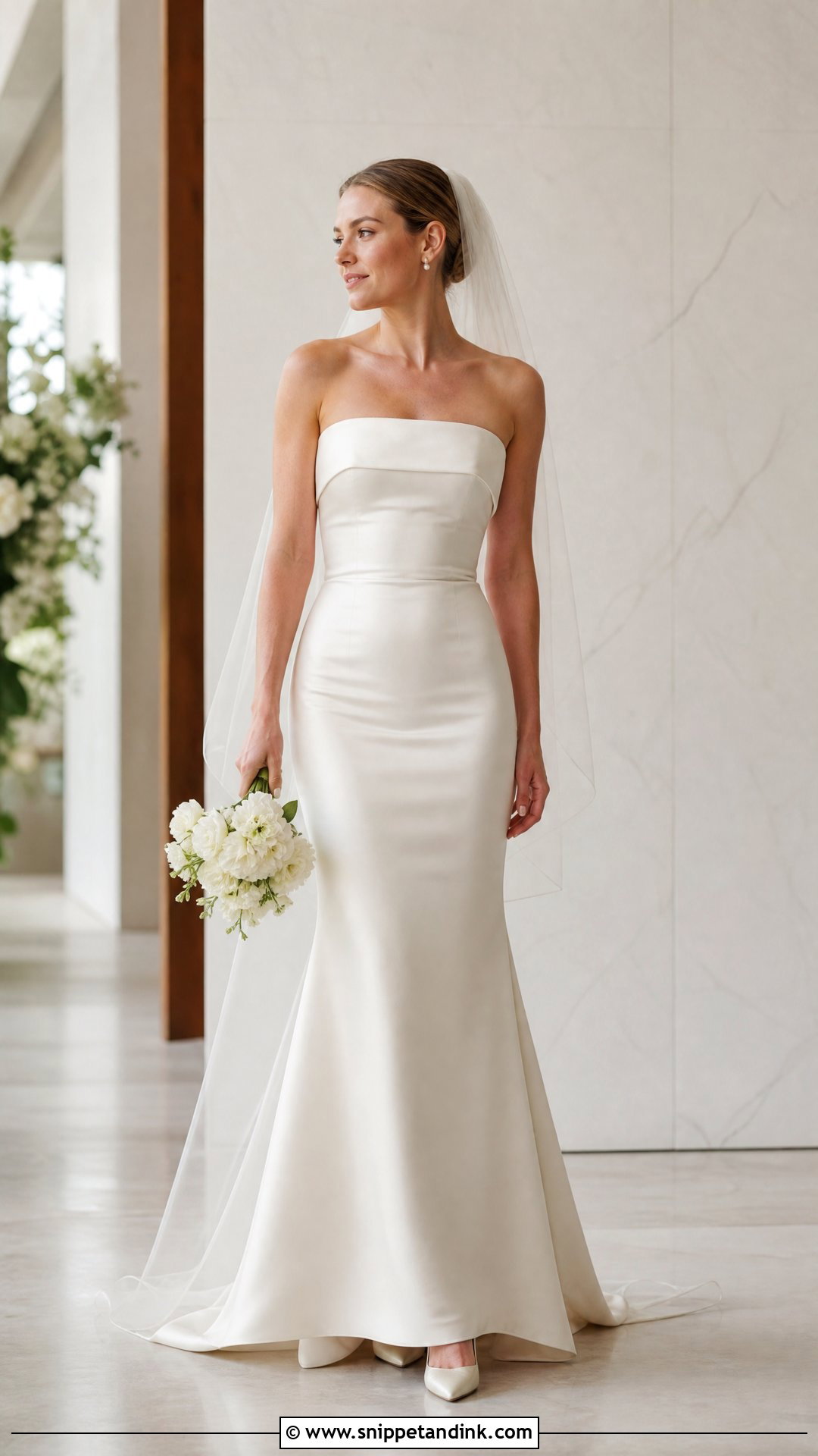 Straight Neck Strapless Satin Wedding Dress - Snippet and Ink - 25 Simple Strapless Wedding Dress Ideas