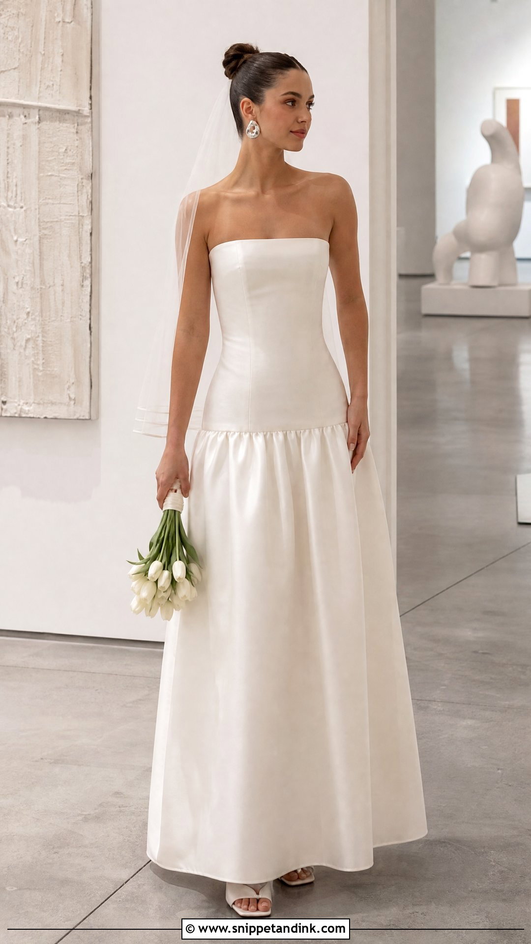 Straight Neckline Strapless Drop Waist Wedding Dress - Snippet and Ink - 20 Strapless Drop Waist Wedding Dress Ideas