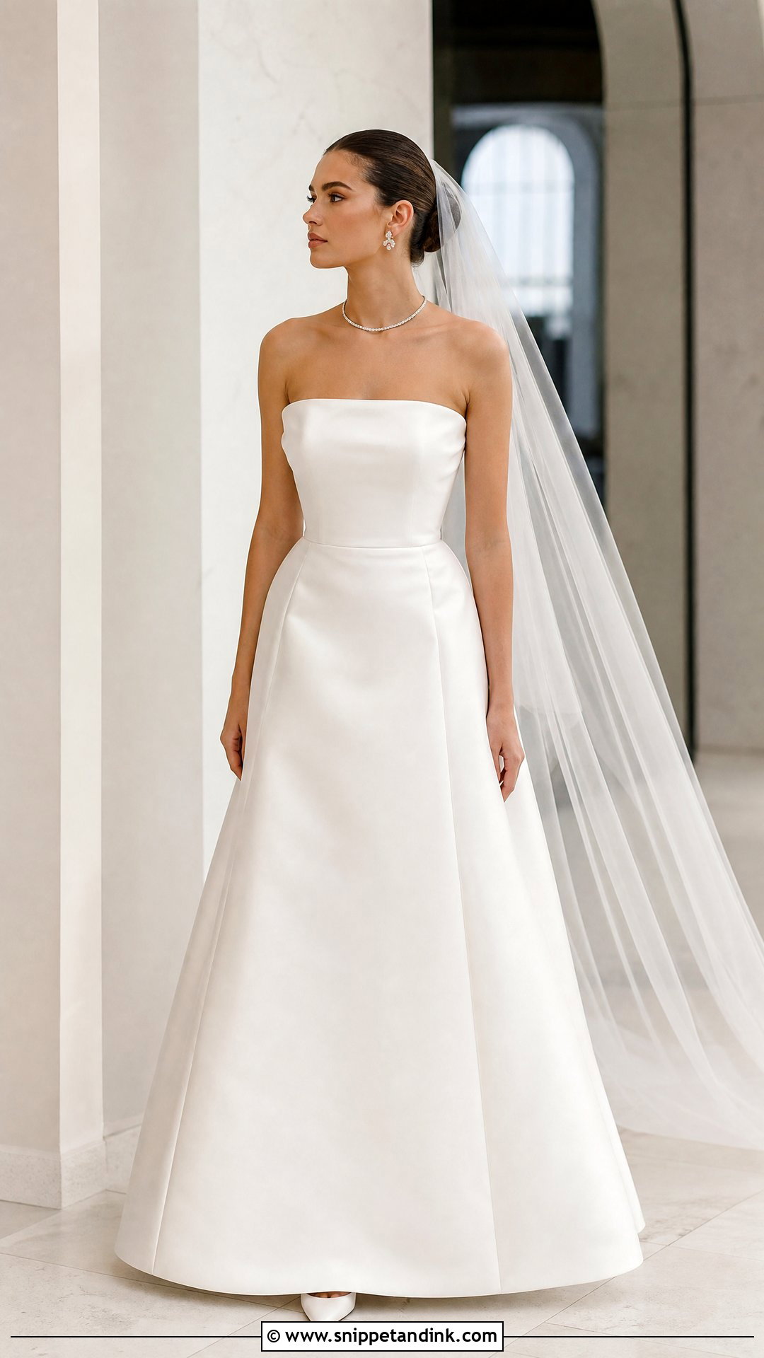 Straight Strapless Satin Wedding Dress - Snippet and Ink - 20 Neck Wedding Dress Ideas