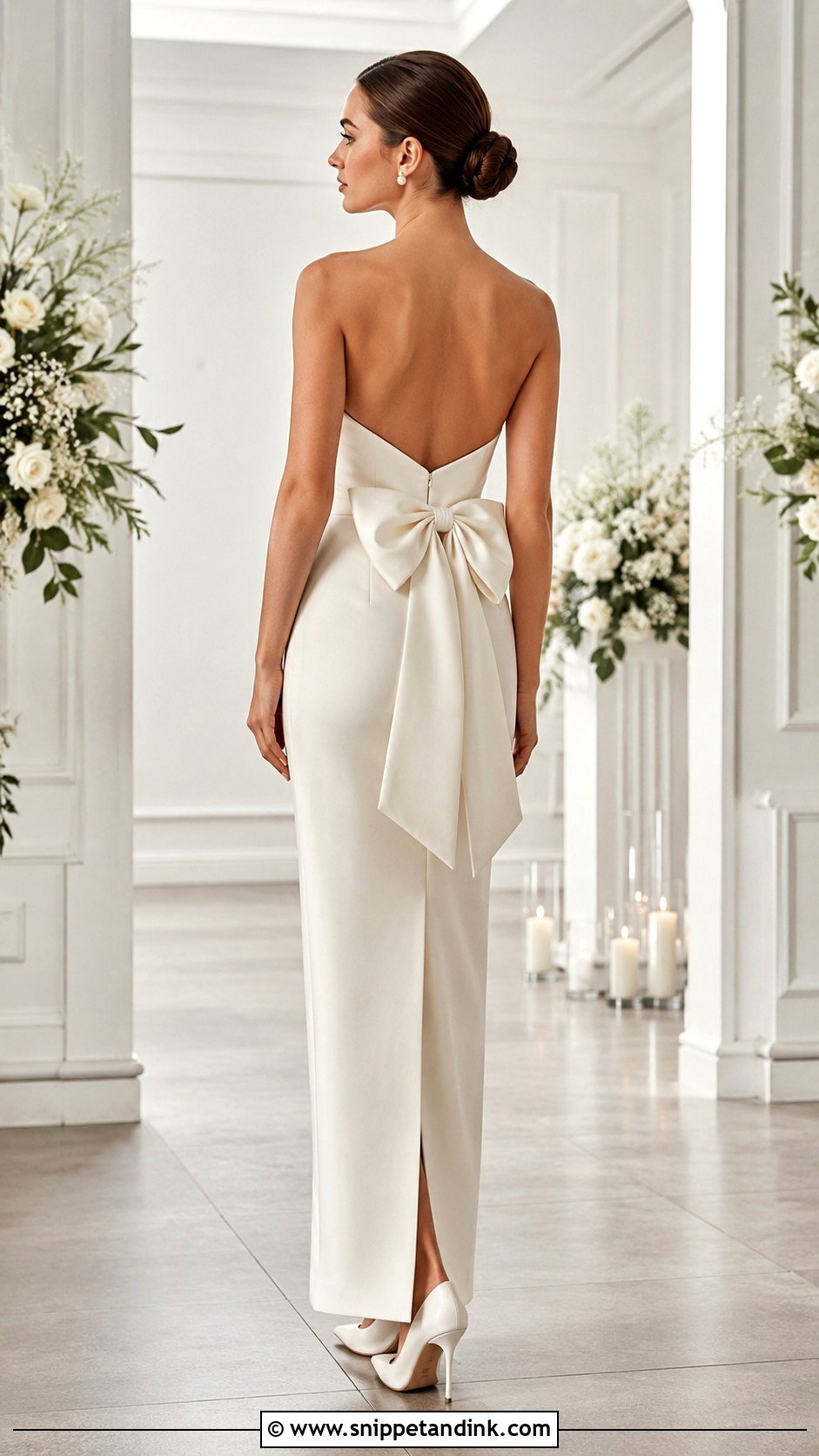 Straight Wedding Dress With Bow - Snippet and Ink - 25 Straight Wedding Dress Ideas