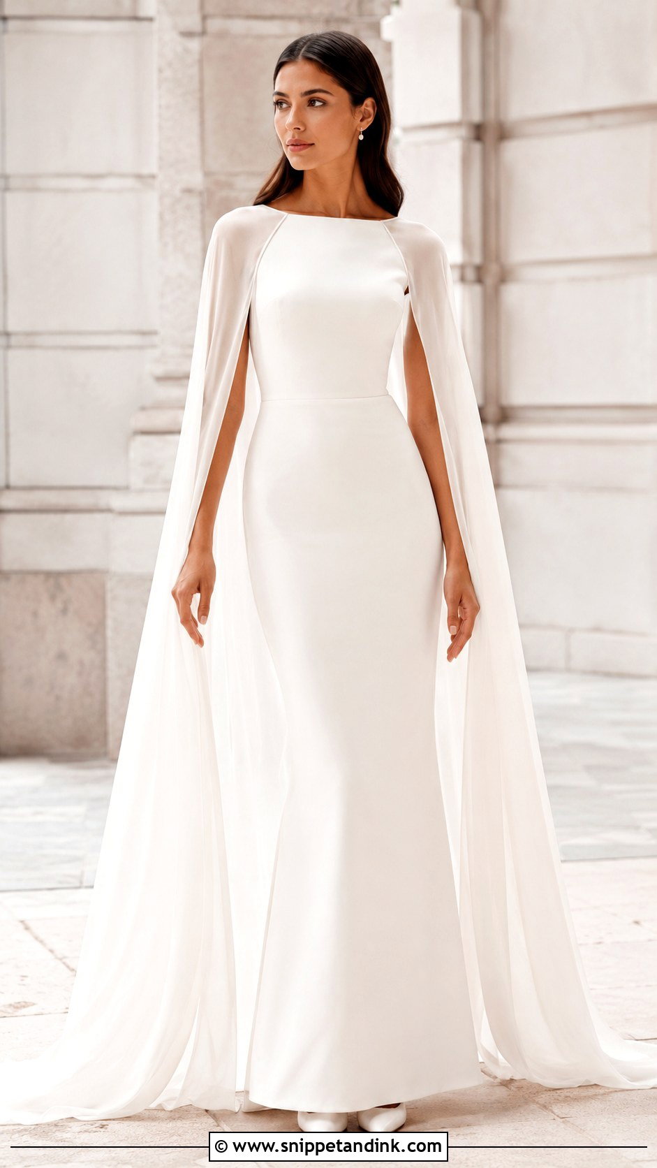 Straight Wedding Dress With Cape - Snippet and Ink - 25 Straight Wedding Dress Ideas