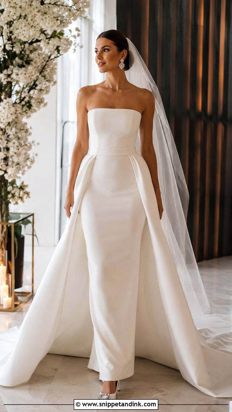 Straight Wedding Dress With Detachable Train - Snippet and Ink - 25 Straight Wedding Dress Ideas