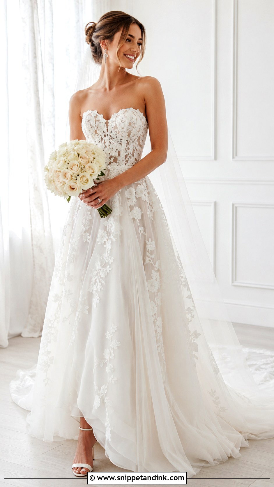 Strapless 3D Lace Wedding Dress - Snippet and Ink - 20 3D Lace Wedding Dress Ideas