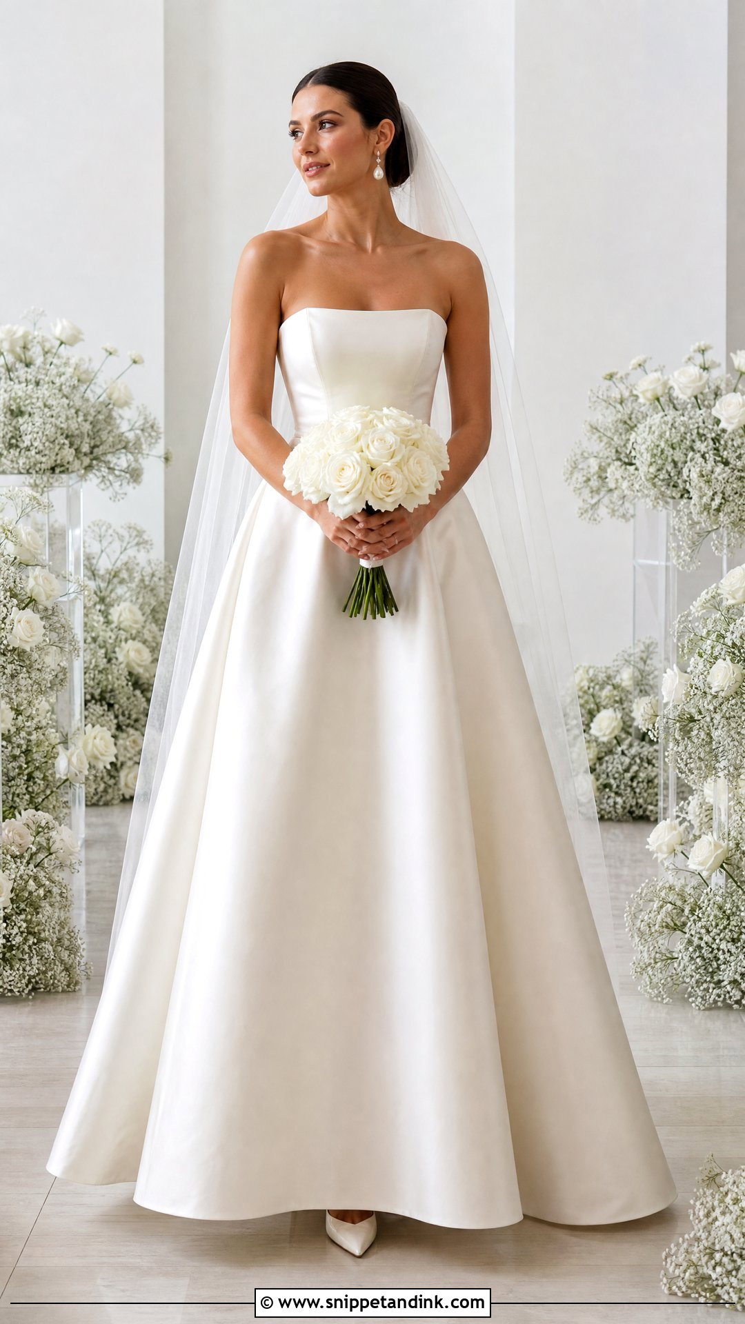 Strapless A Line Satin Wedding Dress - Snippet and Ink - 20 Plain Satin Wedding Dress Ideas