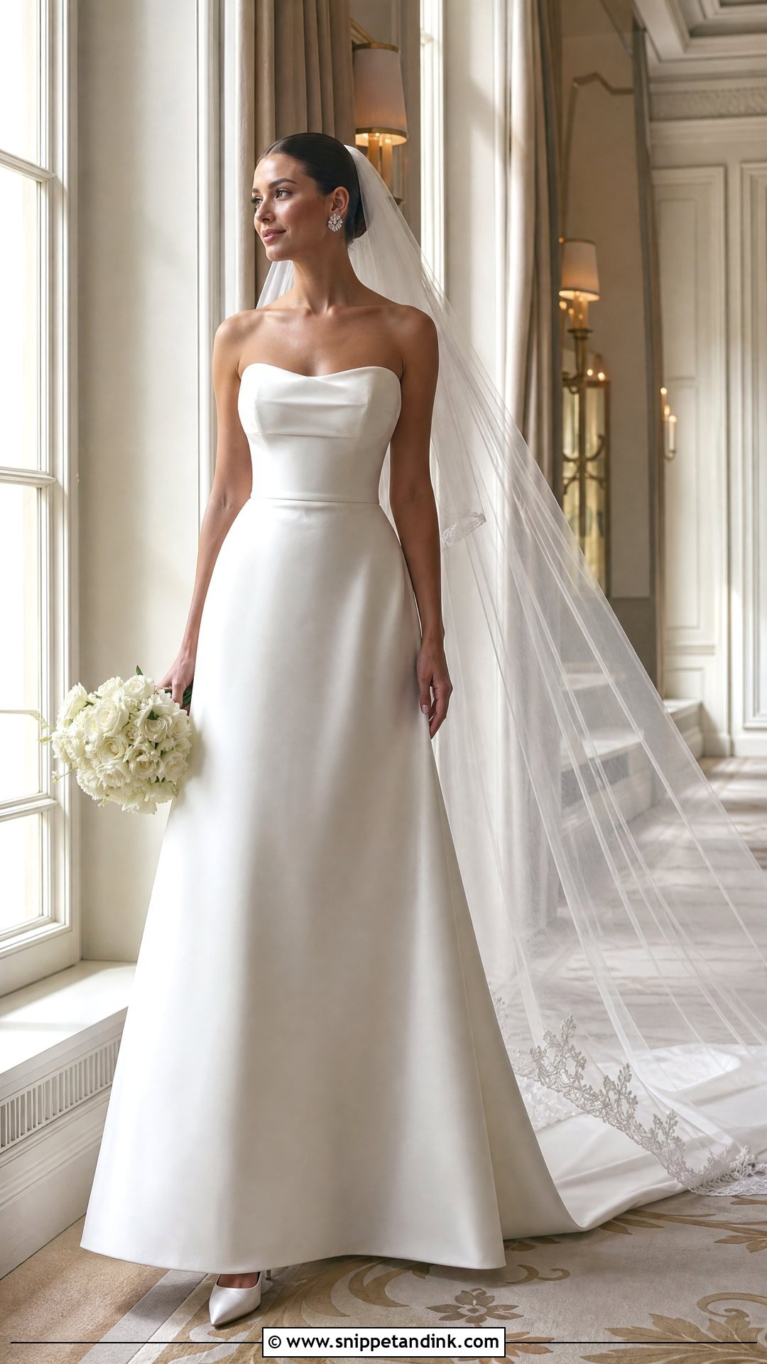 Strapless A Line Silk Satin Wedding Dress - Snippet and Ink - 20 Silk Satin Wedding Dress Ideas